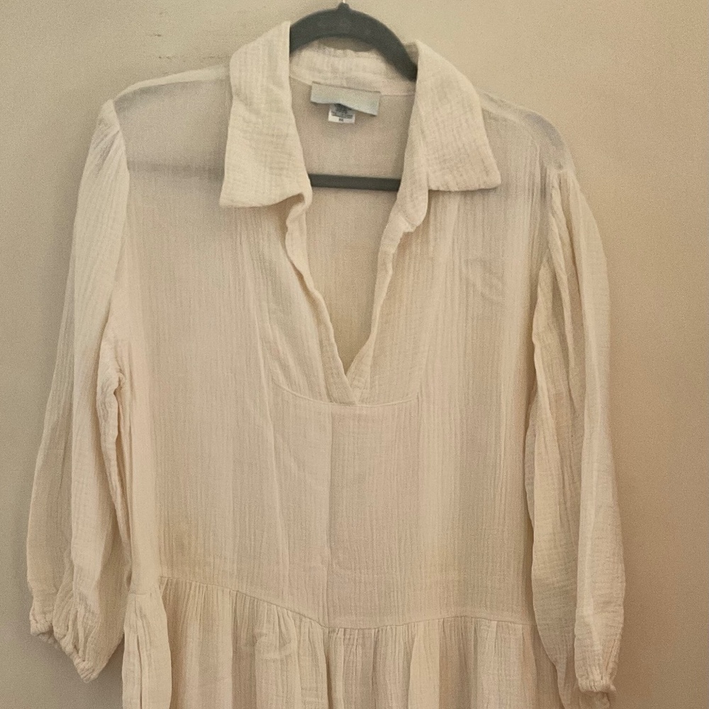 The House of Woo/ Woo, white cotton gauze dress, extra small, NEW